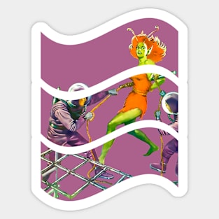 Alien Girl Green Retro Vintage Comic Old Scifi Fantasy Funny Popart Sticker